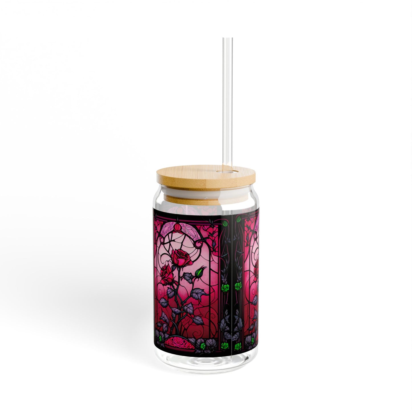 Stained Glass Sipper Glass, 16oz Drinkware, Unique Home Décor, Gift for Art Lovers, Eco-friendly Beverage Container, Stylish Hydration