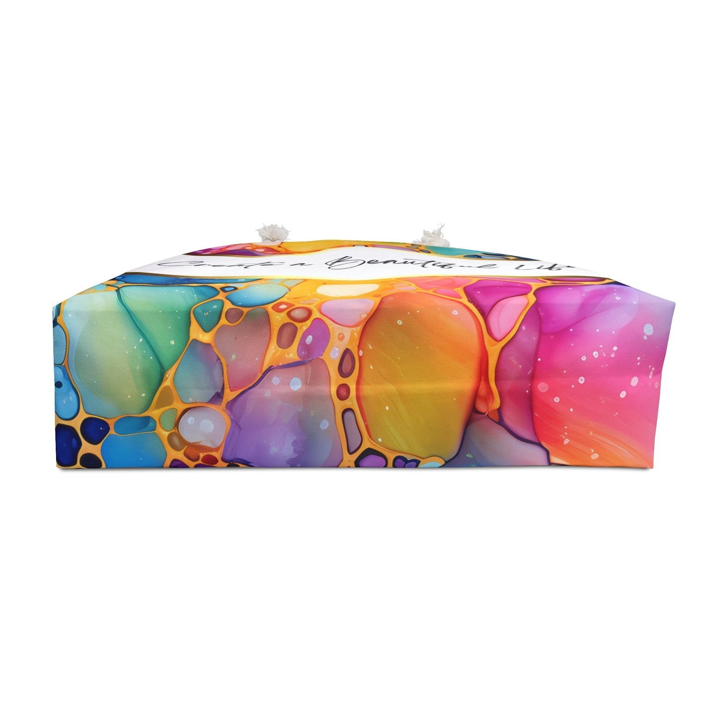 Colorful Weekender Bag - Create a Beautiful Life, Travel Tote, Beach Bag, Overnight Bag, Gift for Her, Vacation Essentials