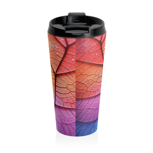 Colorful Leaf Pattern Travel Mug, Nature Lover Gift, Eco-Friendly Coffee Cup, Vibrant Floral Design, Perfect for On-the-Go