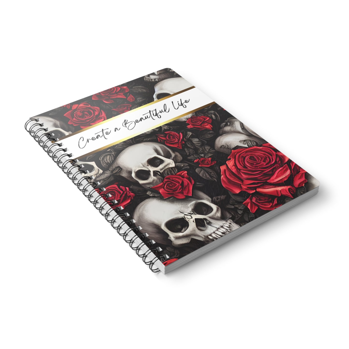 Gothic Floral Notebook, Create a Beautiful Life Journal, Spiral Notebook, A5 Sketchbook, Gift for Artists, Unique Stationery