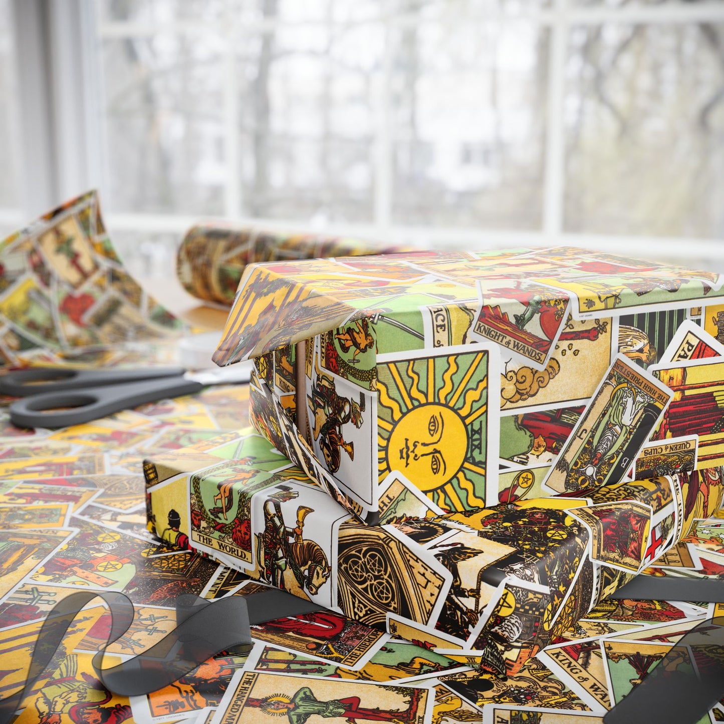 Tarot Card Wrapping Paper, Mystical Gift Wrap, Unique Birthday Packaging, Boho Chic Gift Decor, Occult Party Supplies
