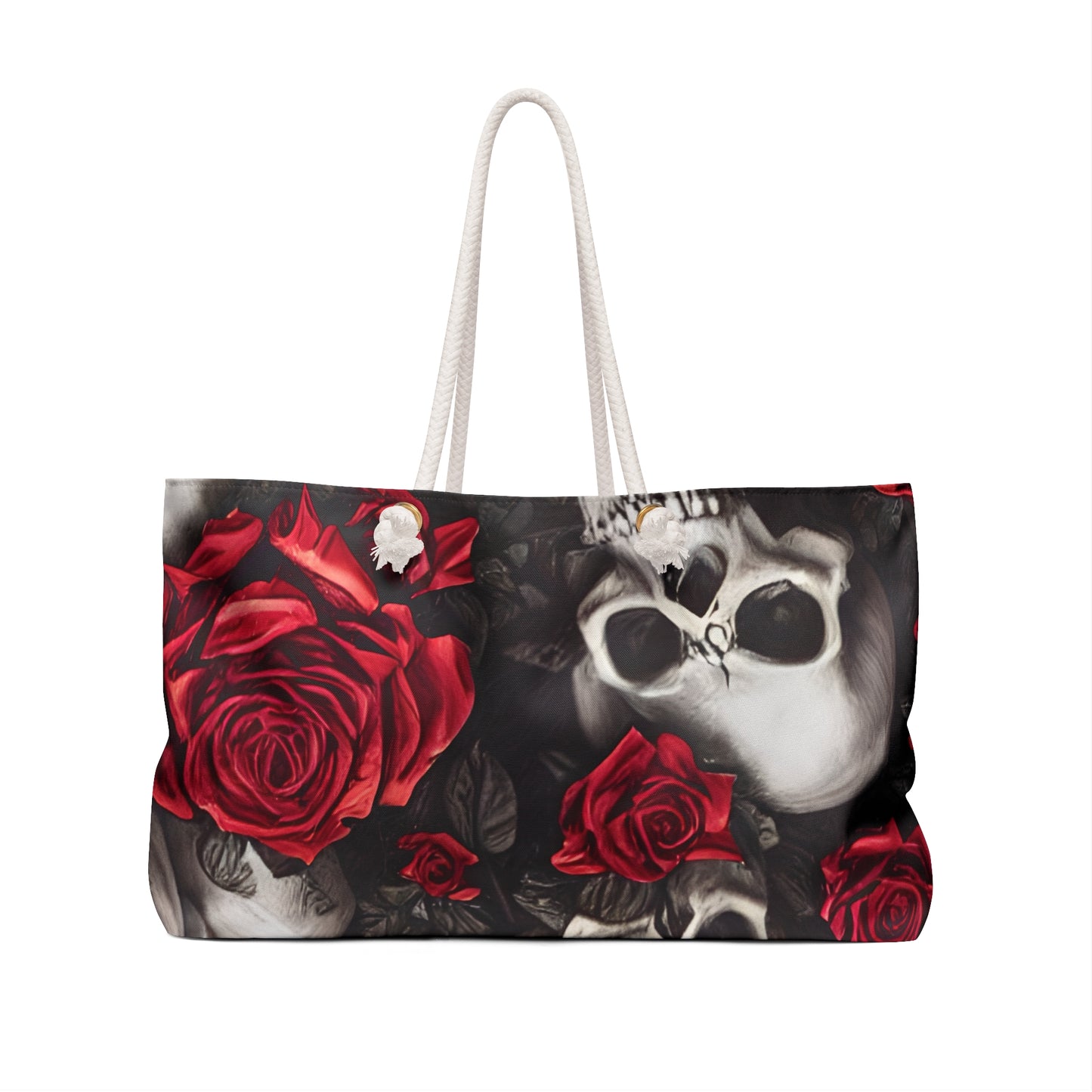 Gothic Floral Weekender Bag, Skull Tote, Travel Bag, Gym Bag, Boho Chic, Stylish Beach Bag, Gift for Her