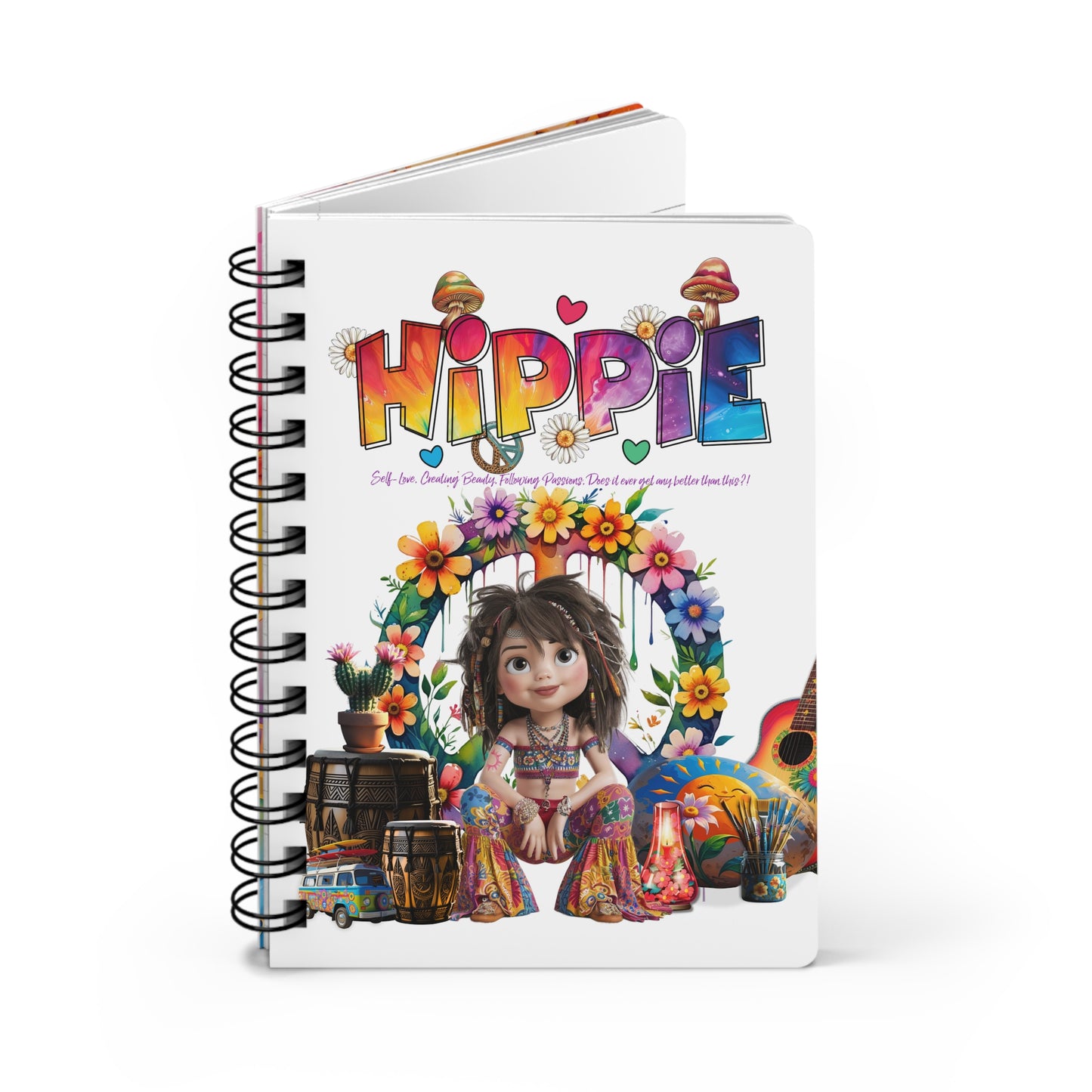Hippie Inspired Spiral Bound Journal - Perfect for Creative Souls, Gift for Writers, Sketchbook, Travel Diary, Affirmation Journal