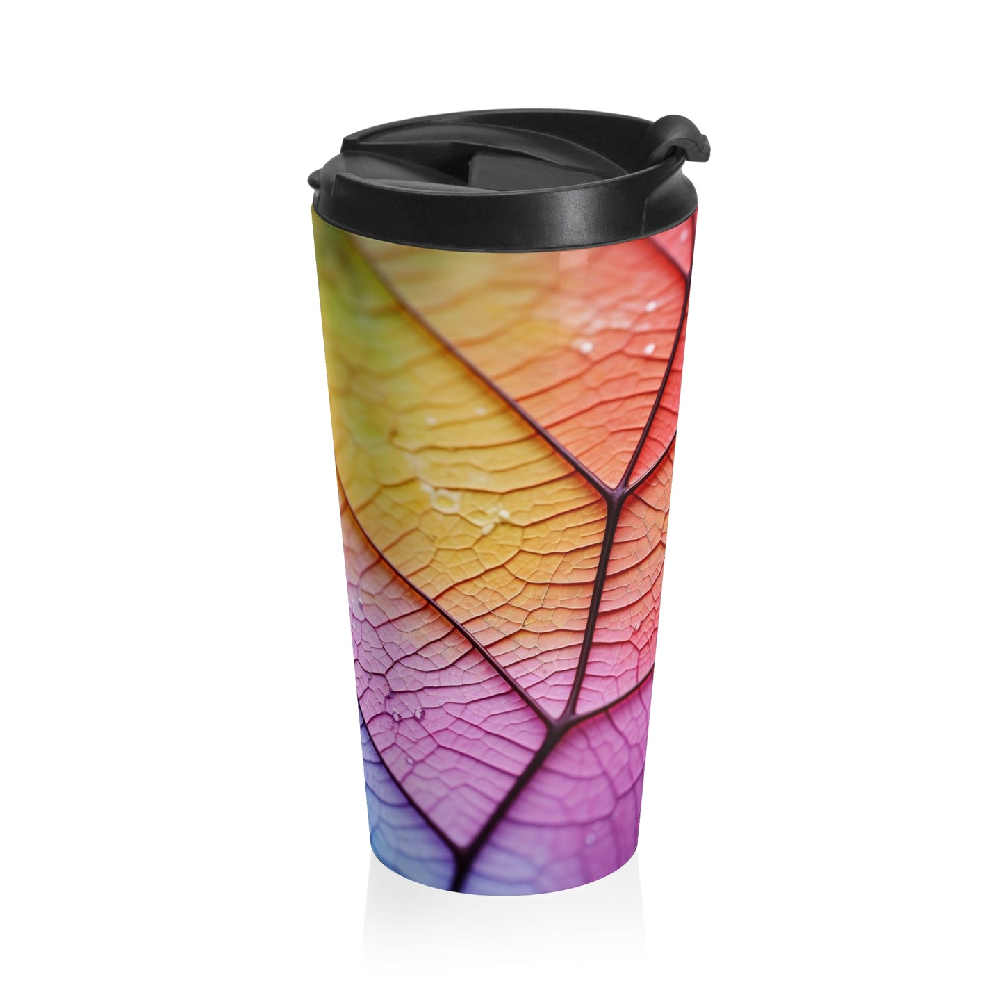 Colorful Leaf Pattern Travel Mug, Nature Lover Gift, Eco-Friendly Coffee Cup, Vibrant Floral Design, Perfect for On-the-Go