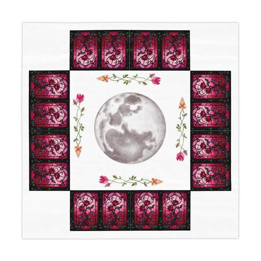Celestial Floral Tablecloth - Moon & Garden, Boho Decor, Elegant Dining, Table Decor, Lunar Celebration