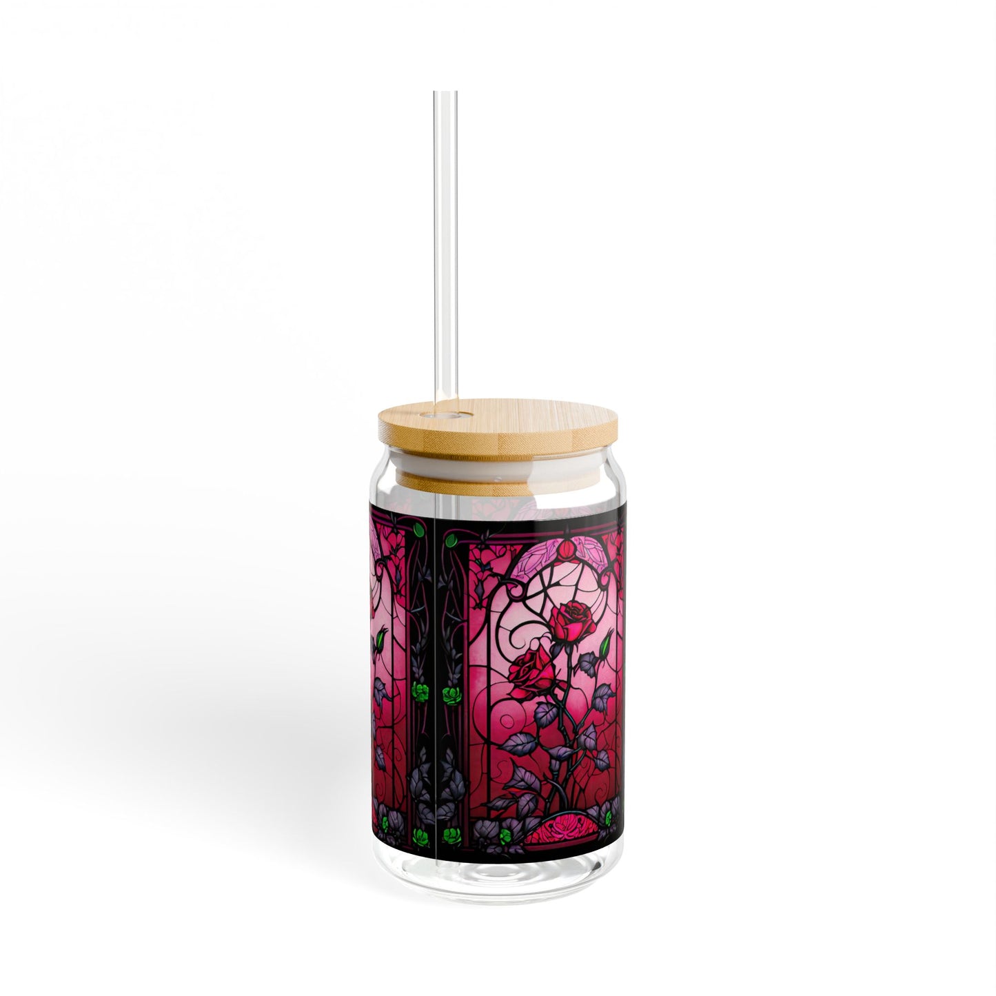 Stained Glass Sipper Glass, 16oz Drinkware, Unique Home Décor, Gift for Art Lovers, Eco-friendly Beverage Container, Stylish Hydration