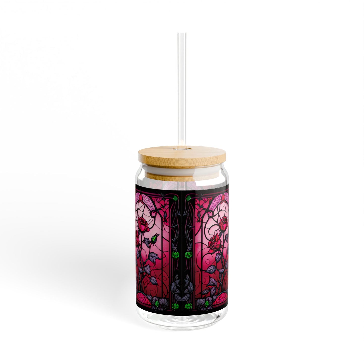 Stained Glass Sipper Glass, 16oz Drinkware, Unique Home Décor, Gift for Art Lovers, Eco-friendly Beverage Container, Stylish Hydration