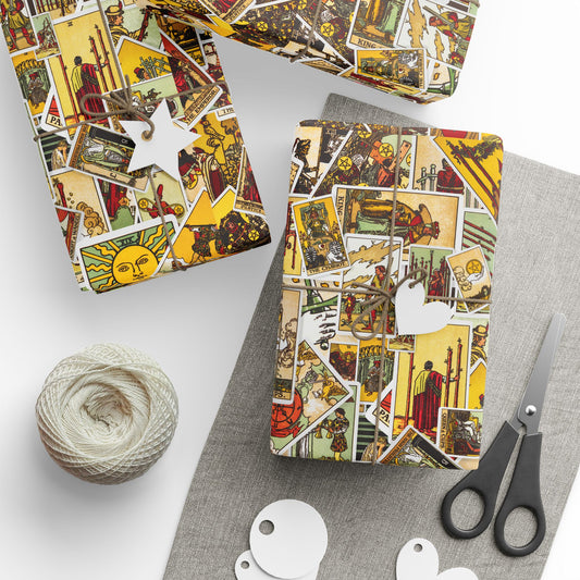 Tarot Card Wrapping Paper, Mystical Gift Wrap, Unique Birthday Packaging, Boho Chic Gift Decor, Occult Party Supplies