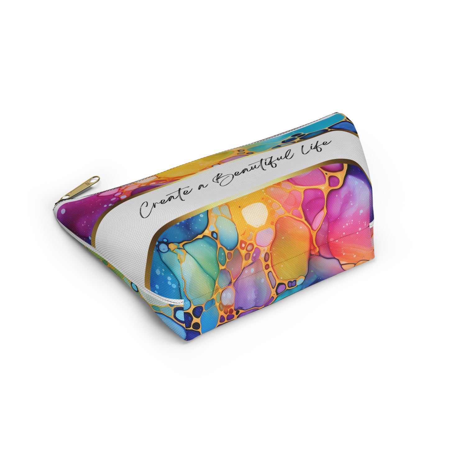 Vibrant Accessory Pouch - Create a Beautiful Life, Cosmetic Bag, Travel Makeup Organizer, Colorful Gift, Artistic Storage Solution