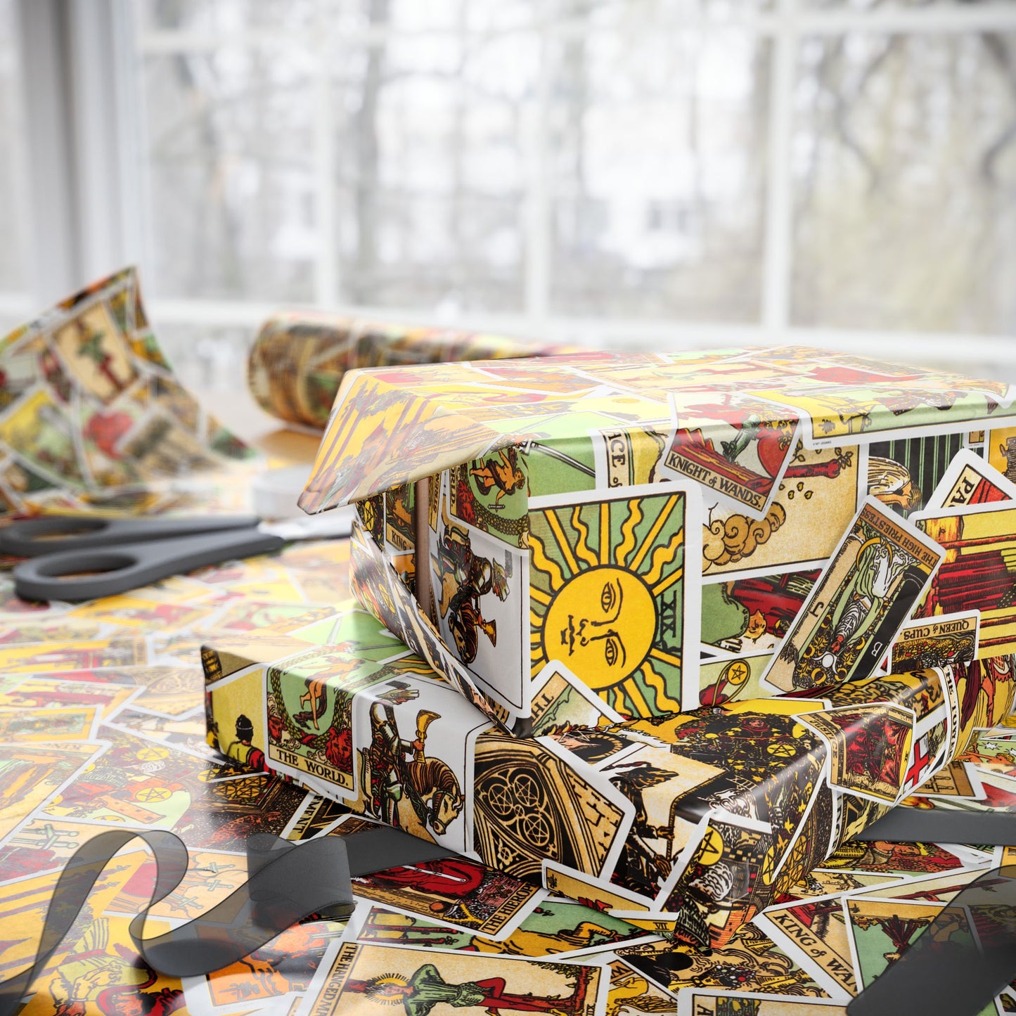 Tarot Card Wrapping Paper, Mystical Gift Wrap, Unique Birthday Packaging, Boho Chic Gift Decor, Occult Party Supplies