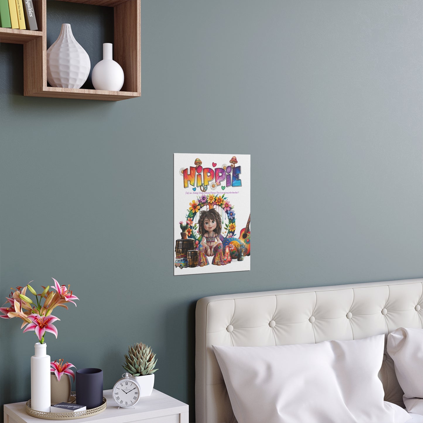 Colorful Silk Poster, Hippie Wall Art, Bohemian Decor, Indoor Outdoor Wall Hanging, Psychedelic Artwork, Funky Gift Idea